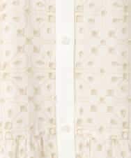 RLBFD34410 HIROKO BIS GRANDE(ヒロコ ビス グランデ) 【大きいサイズ】アイレット刺繍フレンチスリーブチュニックブラウス アイボリー