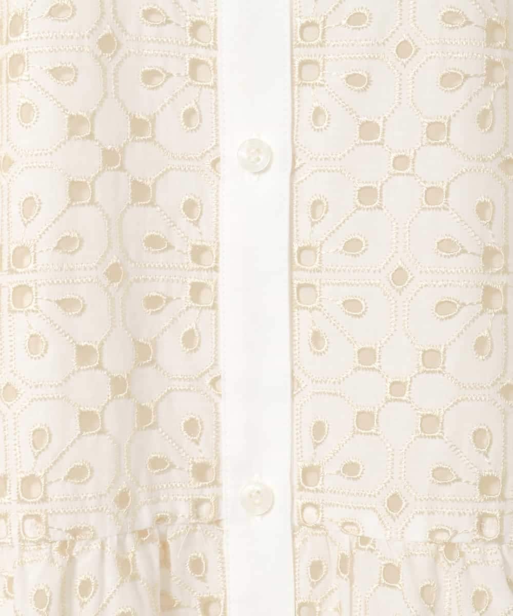 RLBFD34410 HIROKO BIS GRANDE(ヒロコ ビス グランデ) 【大きいサイズ】アイレット刺繍フレンチスリーブチュニックブラウス アイボリー