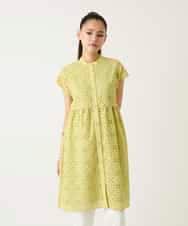 RLBFD34410 HIROKO BIS GRANDE(ヒロコ ビス グランデ) 【大きいサイズ】アイレット刺繍フレンチスリーブチュニックブラウス アイボリー