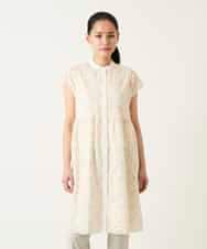 RLBFD34410 HIROKO BIS GRANDE(ヒロコ ビス グランデ) 【大きいサイズ】アイレット刺繍フレンチスリーブチュニックブラウス アイボリー