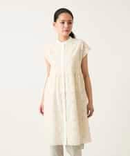 RLBFD34410 HIROKO BIS GRANDE(ヒロコ ビス グランデ) 【大きいサイズ】アイレット刺繍フレンチスリーブチュニックブラウス アイボリー