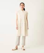 RLBFD34410 HIROKO BIS GRANDE(ヒロコ ビス グランデ) 【大きいサイズ】アイレット刺繍フレンチスリーブチュニックブラウス アイボリー