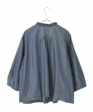 RLBFD40250 HIROKO BIS GRANDE(ヒロコ ビス グランデ) 【大きいサイズ】フリルアクセントダンガリーブラウス ネイビー