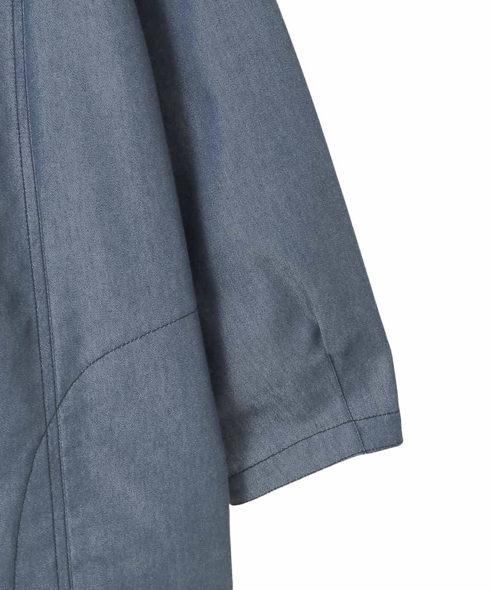 RLBFD40250 HIROKO BIS GRANDE(ヒロコ ビス グランデ) 【大きいサイズ】フリルアクセントダンガリーブラウス ネイビー