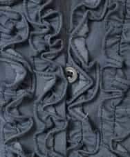 RLBFD40250 HIROKO BIS GRANDE(ヒロコ ビス グランデ) 【大きいサイズ】フリルアクセントダンガリーブラウス ネイビー