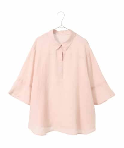 RLBFD45200 HIROKO BIS GRANDE 【大きいサイズ】フレアスリーブ麻ブラウス