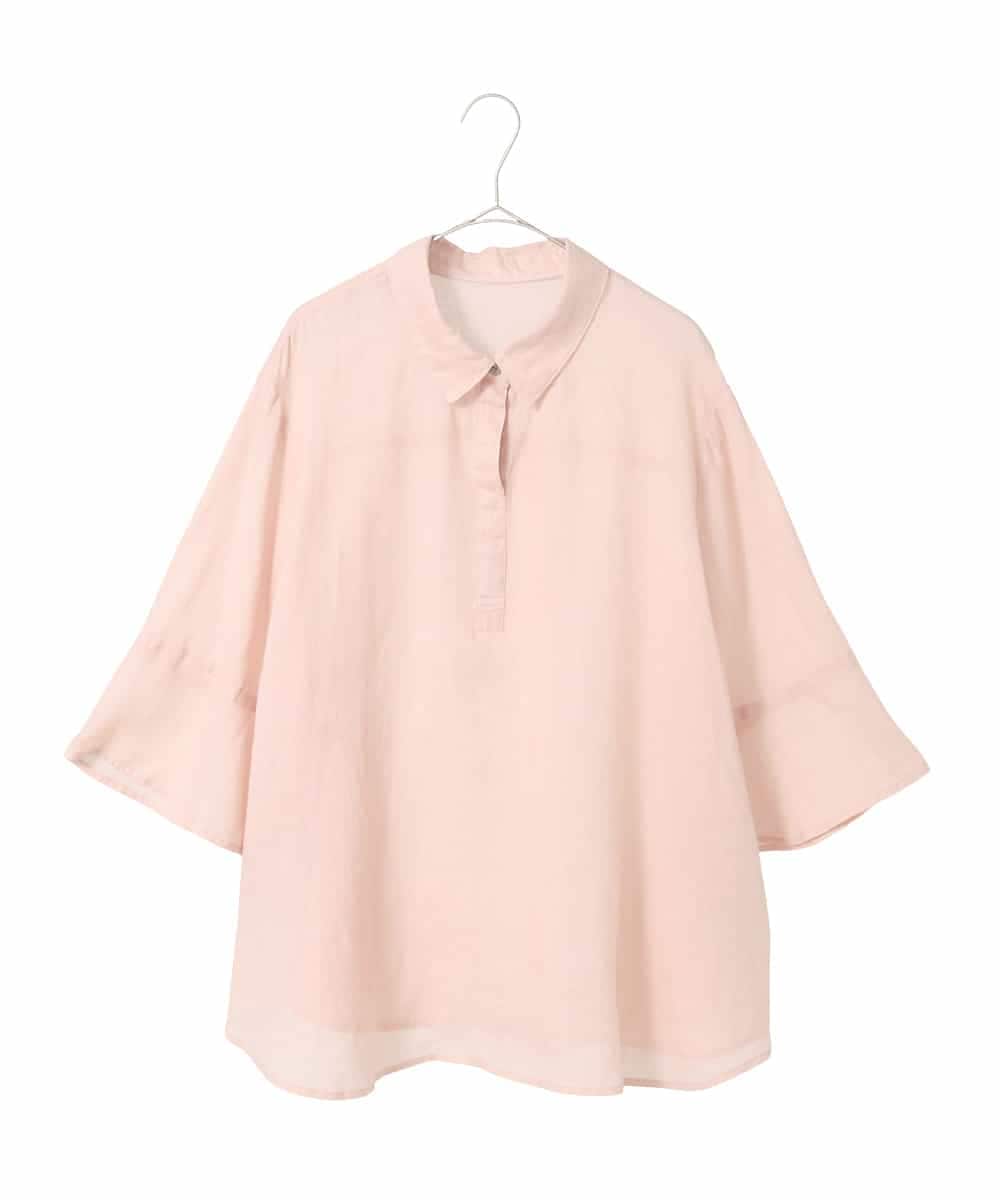 RLBFD45200 HIROKO BIS GRANDE(ヒロコ ビス グランデ) 【大きいサイズ】フレアスリーブ麻ブラウス ピンク