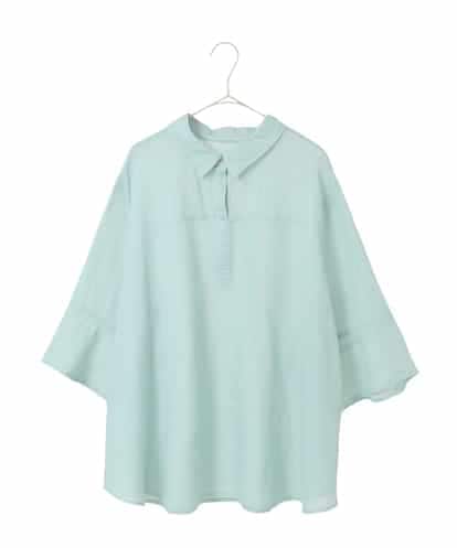 RLBFD45200 HIROKO BIS GRANDE 【大きいサイズ】フレアスリーブ麻ブラウス