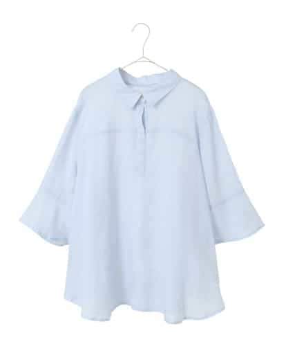 RLBFD45200 HIROKO BIS GRANDE 【大きいサイズ】フレアスリーブ麻ブラウス