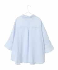 RLBFD45200 HIROKO BIS GRANDE(ヒロコ ビス グランデ) 【大きいサイズ】フレアスリーブ麻ブラウス ライトブルー