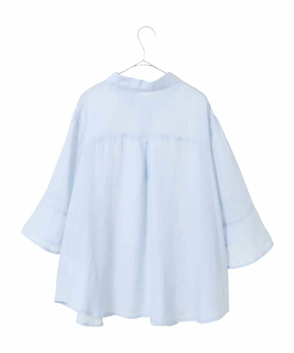 RLBFD45200 HIROKO BIS GRANDE(ヒロコ ビス グランデ) 【大きいサイズ】フレアスリーブ麻ブラウス ライトブルー