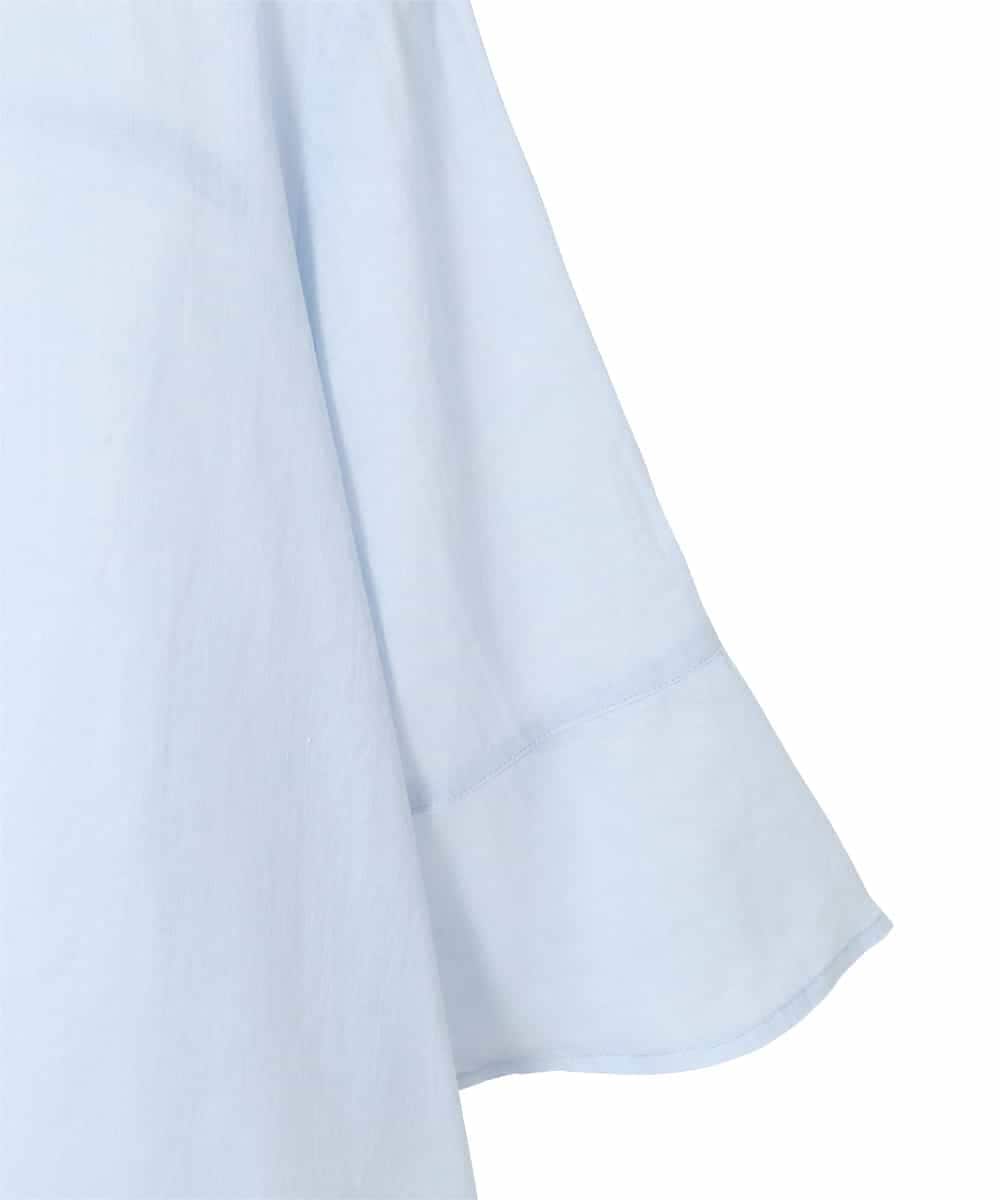 RLBFD45200 HIROKO BIS GRANDE(ヒロコ ビス グランデ) 【大きいサイズ】フレアスリーブ麻ブラウス ライトブルー