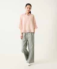 RLBFD45200 HIROKO BIS GRANDE(ヒロコ ビス グランデ) 【大きいサイズ】フレアスリーブ麻ブラウス ライトブルー