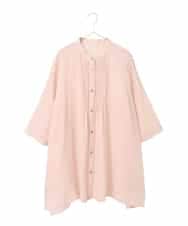 RLBFD47230 HIROKO BIS GRANDE(ヒロコ ビス グランデ) 【大きいサイズ】ピンタックフレア麻ブラウス ピンク