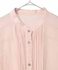 RLBFD47230 HIROKO BIS GRANDE(ヒロコ ビス グランデ) 【大きいサイズ】ピンタックフレア麻ブラウス ピンク