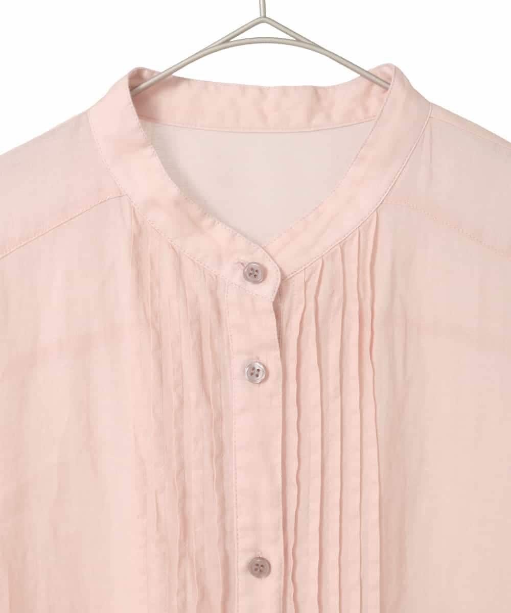 RLBFD47230 HIROKO BIS GRANDE(ヒロコ ビス グランデ) 【大きいサイズ】ピンタックフレア麻ブラウス ピンク