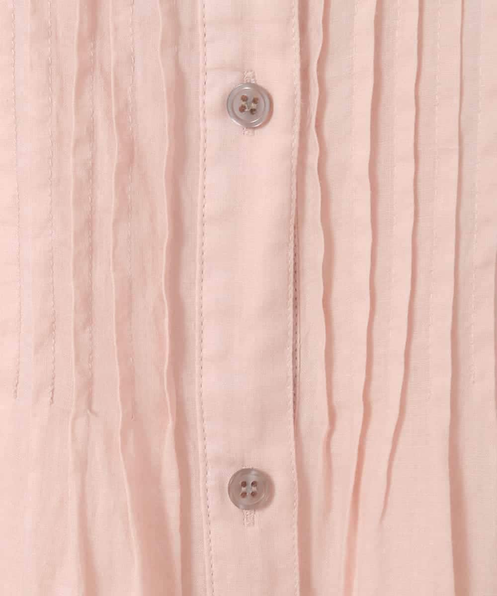 RLBFD47230 HIROKO BIS GRANDE(ヒロコ ビス グランデ) 【大きいサイズ】ピンタックフレア麻ブラウス ピンク