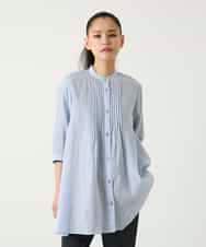 RLBFD47230 HIROKO BIS GRANDE(ヒロコ ビス グランデ) 【大きいサイズ】ピンタックフレア麻ブラウス ピンク