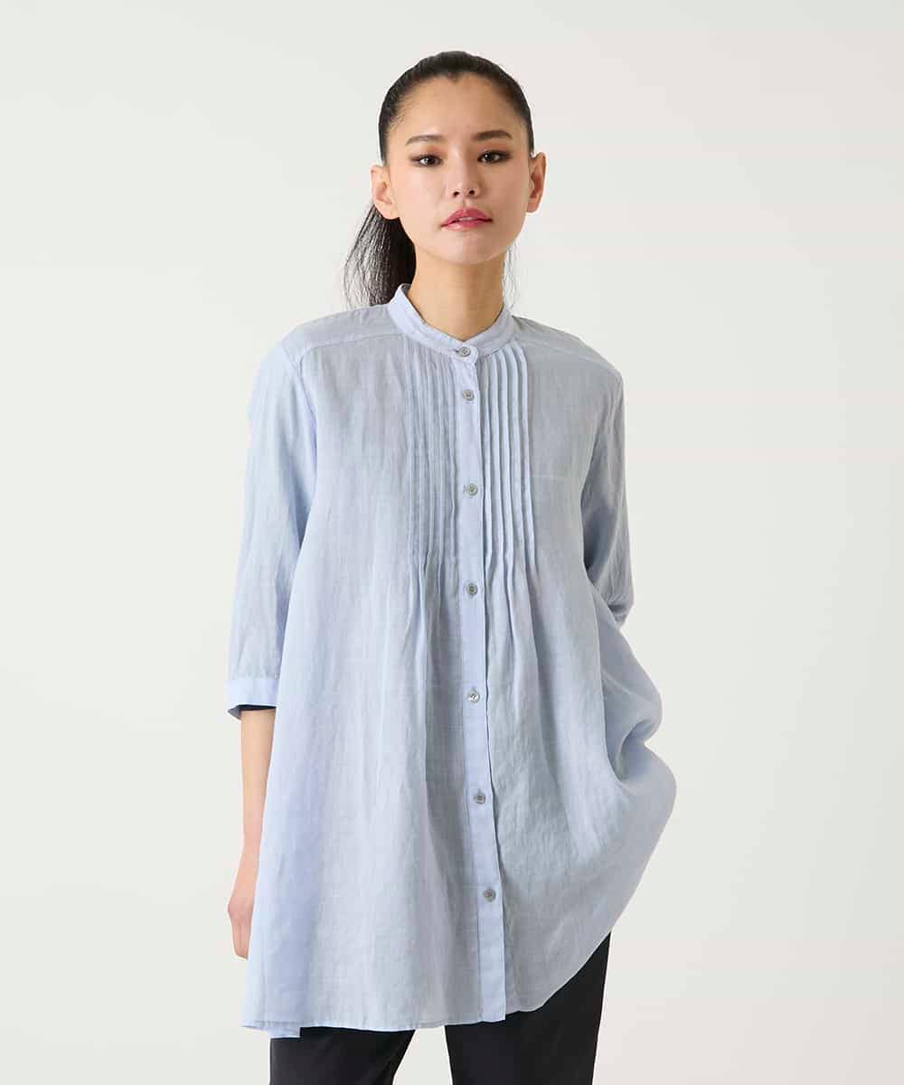 RLBFD47230 HIROKO BIS GRANDE(ヒロコ ビス グランデ) 【大きいサイズ】ピンタックフレア麻ブラウス ピンク