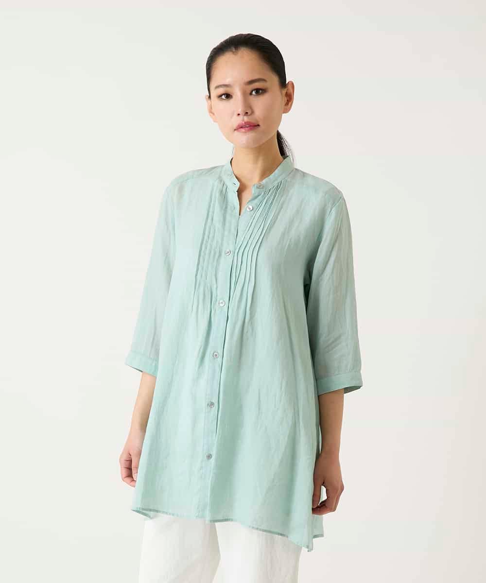 RLBFD47230 HIROKO BIS GRANDE(ヒロコ ビス グランデ) 【大きいサイズ】ピンタックフレア麻ブラウス ピンク