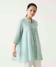 RLBFD47230 HIROKO BIS GRANDE(ヒロコ ビス グランデ) 【大きいサイズ】ピンタックフレア麻ブラウス ピンク