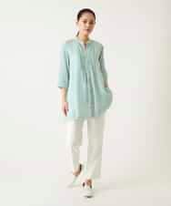 RLBFD47230 HIROKO BIS GRANDE(ヒロコ ビス グランデ) 【大きいサイズ】ピンタックフレア麻ブラウス ピンク