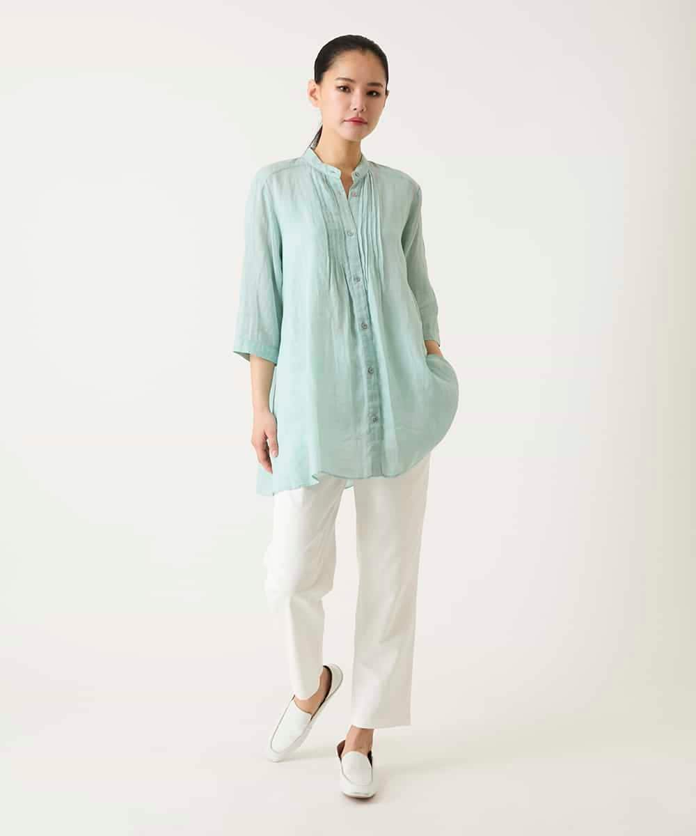 RLBFD47230 HIROKO BIS GRANDE(ヒロコ ビス グランデ) 【大きいサイズ】ピンタックフレア麻ブラウス ピンク