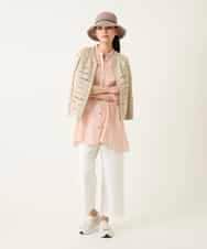 RLBFD47230 HIROKO BIS GRANDE(ヒロコ ビス グランデ) 【大きいサイズ】ピンタックフレア麻ブラウス ピンク