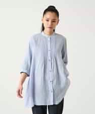 RLBFD47230 HIROKO BIS GRANDE(ヒロコ ビス グランデ) 【大きいサイズ】ピンタックフレア麻ブラウス ピンク