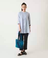 RLBFD47230 HIROKO BIS GRANDE(ヒロコ ビス グランデ) 【大きいサイズ】ピンタックフレア麻ブラウス ピンク