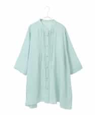 RLBFD47230 HIROKO BIS GRANDE(ヒロコ ビス グランデ) 【大きいサイズ】ピンタックフレア麻ブラウス グリーン