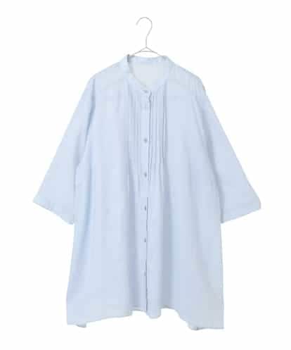 RLBFD47230 HIROKO BIS GRANDE 【大きいサイズ】ピンタックフレア麻ブラウス