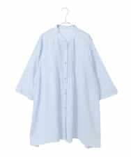 RLBFD47230 HIROKO BIS GRANDE(ヒロコ ビス グランデ) 【大きいサイズ】ピンタックフレア麻ブラウス ライトブルー