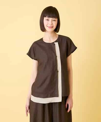 RLBGE11280 HIROKO BIS GRANDE 【先行予約/大きいサイズ】カラーブロックデザインブラウス