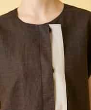 RLBGE11280 HIROKO BIS GRANDE(ヒロコ ビス グランデ) 【先行予約/大きいサイズ】カラーブロックデザインブラウス ブラウン