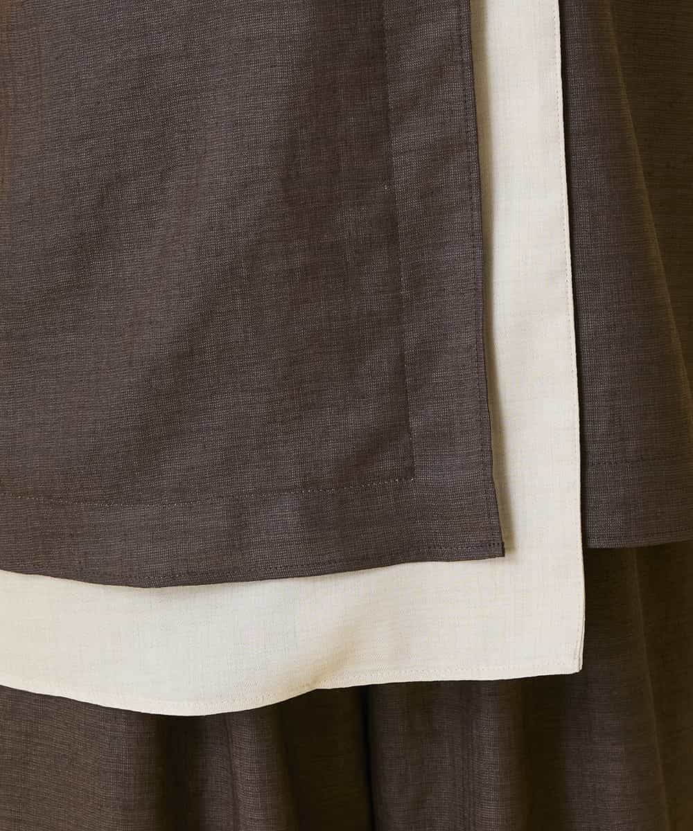 RLBGE11280 HIROKO BIS GRANDE(ヒロコ ビス グランデ) 【先行予約/大きいサイズ】カラーブロックデザインブラウス ブラウン