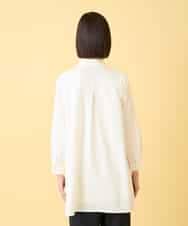 RLBGE21380 HIROKO BIS GRANDE(ヒロコ ビス グランデ) 【先行予約/大きいサイズ】フラワー刺繍コットンロングシャツ ホワイト