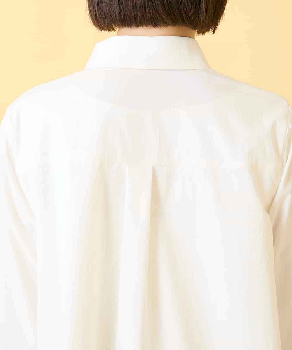 RLBGE21380 HIROKO BIS GRANDE(ヒロコ ビス グランデ) 【先行予約/大きいサイズ】フラワー刺繍コットンロングシャツ ホワイト