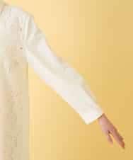 RLBGE21380 HIROKO BIS GRANDE(ヒロコ ビス グランデ) 【先行予約/大きいサイズ】フラワー刺繍コットンロングシャツ ホワイト