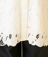 RLBGE21380 HIROKO BIS GRANDE(ヒロコ ビス グランデ) 【先行予約/大きいサイズ】フラワー刺繍コットンロングシャツ ホワイト