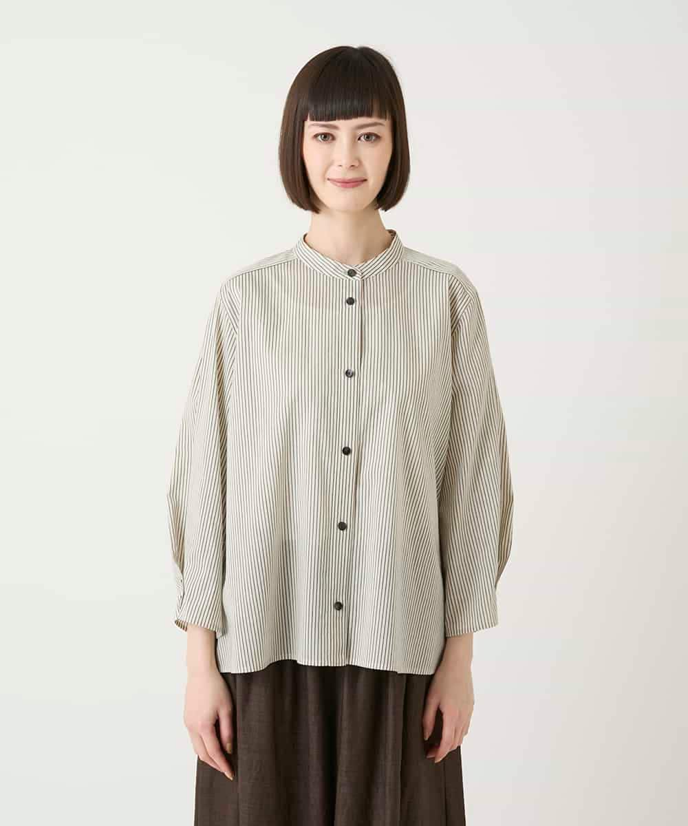 RLBGE28280 HIROKO BIS GRANDE(ヒロコ ビス グランデ) ストライプリネンタッチブラウス ベージュ