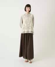 RLBGE28280 HIROKO BIS GRANDE(ヒロコ ビス グランデ) ストライプリネンタッチブラウス ベージュ