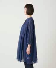 RLBGE30260 HIROKO BIS GRANDE(ヒロコ ビス グランデ) サテンデニムタックフレアーチュニック ネイビー