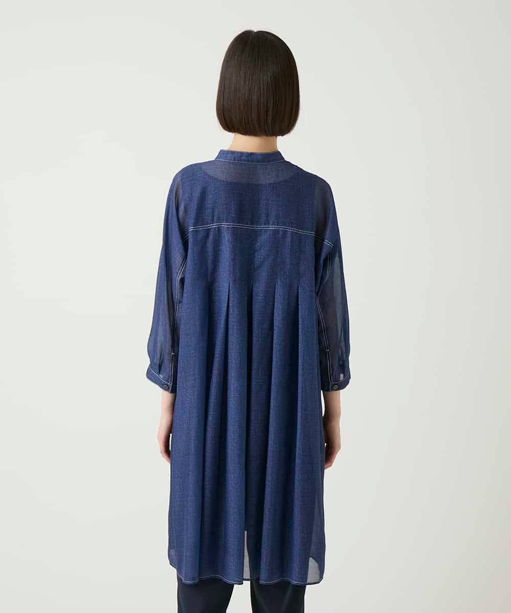 RLBGE30260 HIROKO BIS GRANDE(ヒロコ ビス グランデ) サテンデニムタックフレアーチュニック ネイビー