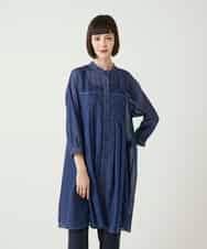 RLBGE30260 HIROKO BIS GRANDE(ヒロコ ビス グランデ) サテンデニムタックフレアーチュニック ネイビー