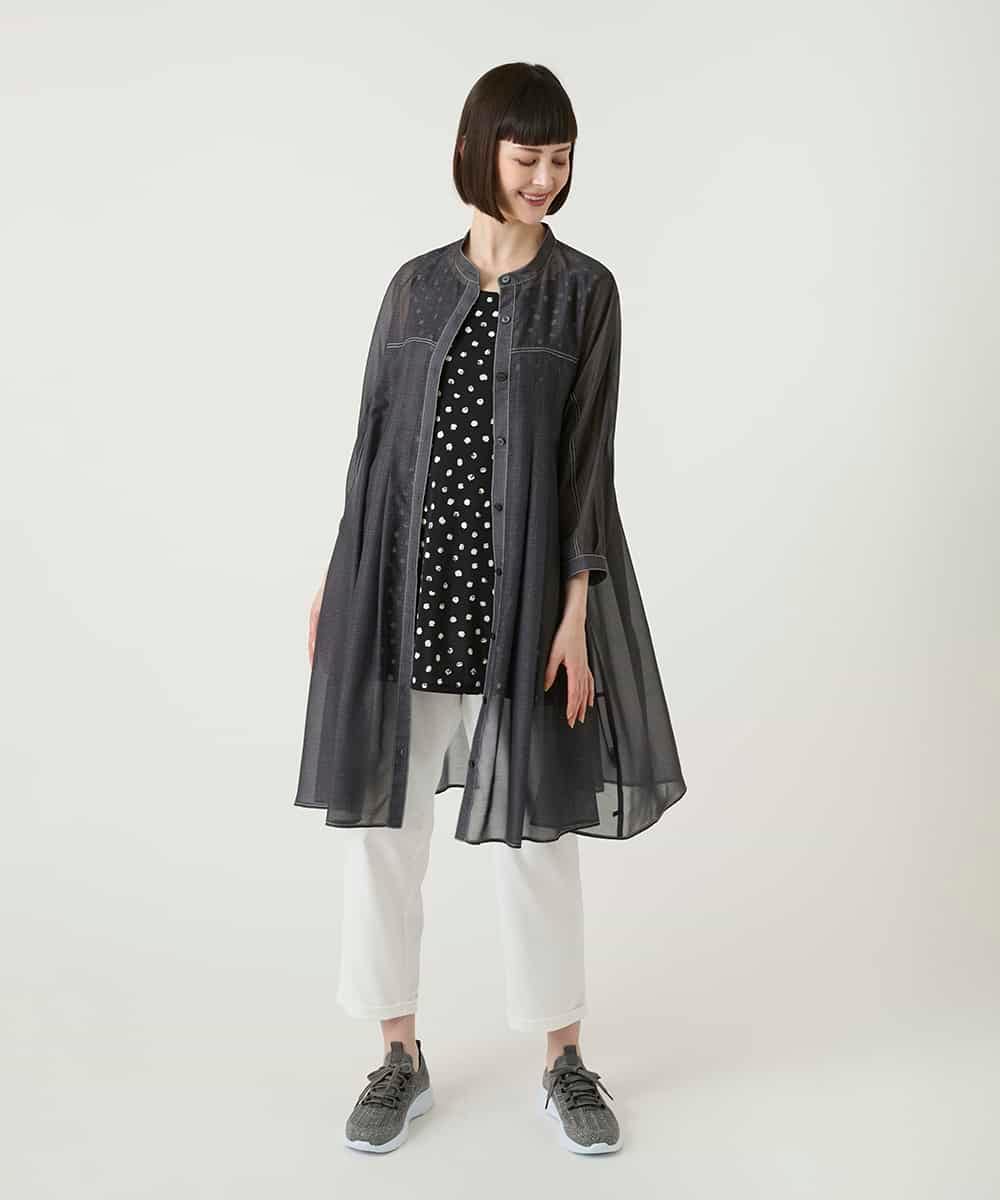 RLBGE30260 HIROKO BIS GRANDE(ヒロコ ビス グランデ) サテンデニムタックフレアーチュニック ネイビー