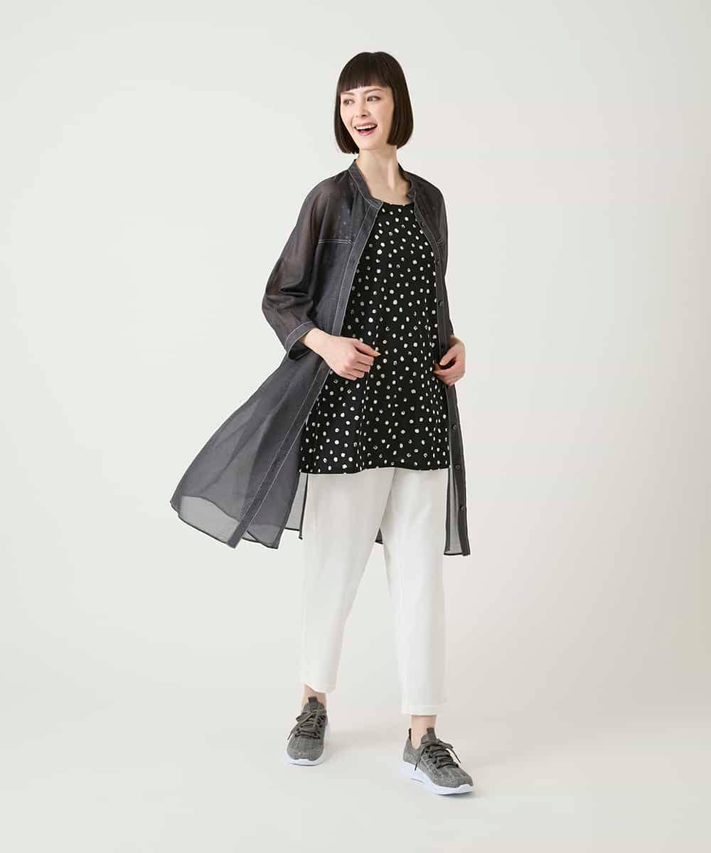 RLBGE30260 HIROKO BIS GRANDE(ヒロコ ビス グランデ) サテンデニムタックフレアーチュニック ネイビー