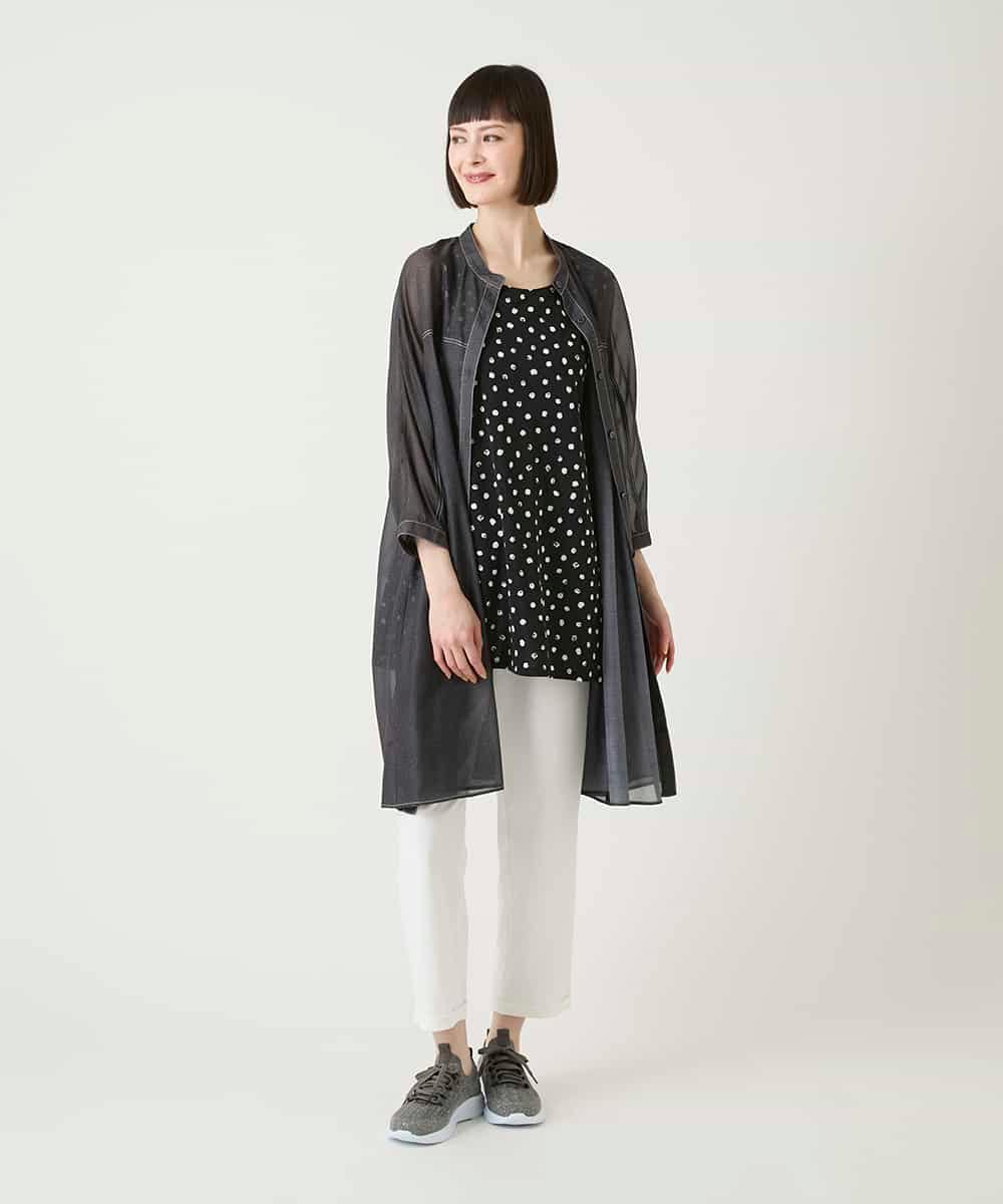 RLBGE30260 HIROKO BIS GRANDE(ヒロコ ビス グランデ) サテンデニムタックフレアーチュニック ネイビー