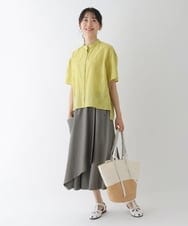 RLBGT05290 HIROKO BIS GRANDE(ヒロコ ビス グランデ) 【洗える】塩縮加工デザインコットンブラウス イエロー