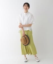 RLBGT05290 HIROKO BIS GRANDE(ヒロコ ビス グランデ) 【洗える】塩縮加工デザインコットンブラウス イエロー